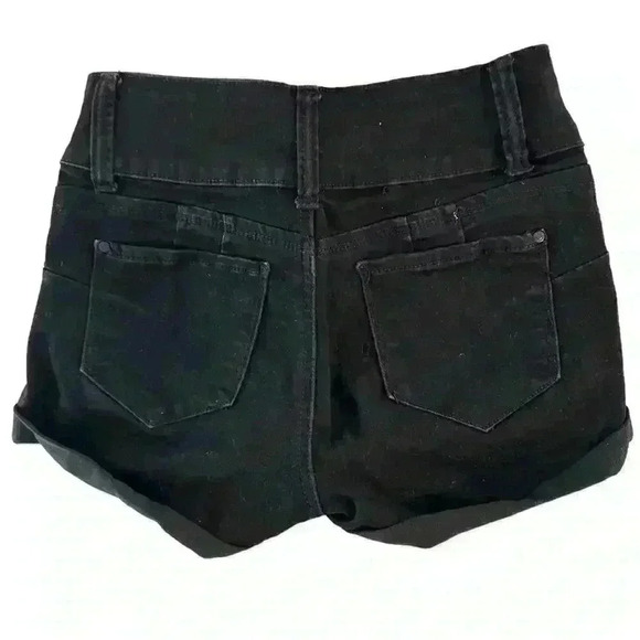 BLUE SAVVY BLACK HIGH RISE BUTTON ZIP CLOSURE ROLL UP HEM SIZE 7/28 - Picture 2 of 8